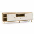 Mobile porta TV rettangolare in MDF effetto rovere e bianco 160 x 40 x 55 cm
