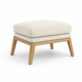 Poggiapiedi imbottito rettangolare in poliestere e legno massello color crema 65 x 50 x 43 cm
