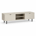 Mobile TV basso con 2 ante e ripiani aperti in pannello truciolare beige 160 x 40 x 50 cm