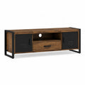 Mobile TV industriale 140 x 40 x 50 cm in pannello truciolare melaminico e acciaio rettangolare marrone nero
