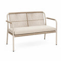 Panca da giardino rettangolare 2 posti in acciaio verniciato a polvere e corda in polipropilene beige 120 x 65 x 78 cm