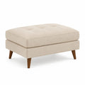 Pouf poggiapiedi rettangolare beige 91.4 x 76.2 x 45.7 cm con rivestimento in poliestere e gambe in legno massello